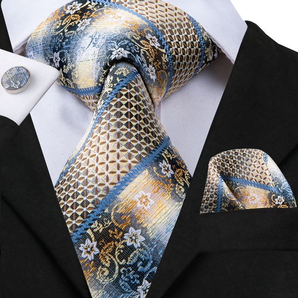 

fast shipping folral mens necktie gold jacquard wowen classic silk tie handkerchief cufflinks set business party wedding tie set n-3001, Black;blue