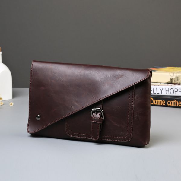 

retro crazy horse leather men's hand bag mobile phone bag wear-resistant material casual envelope trend men's handbags