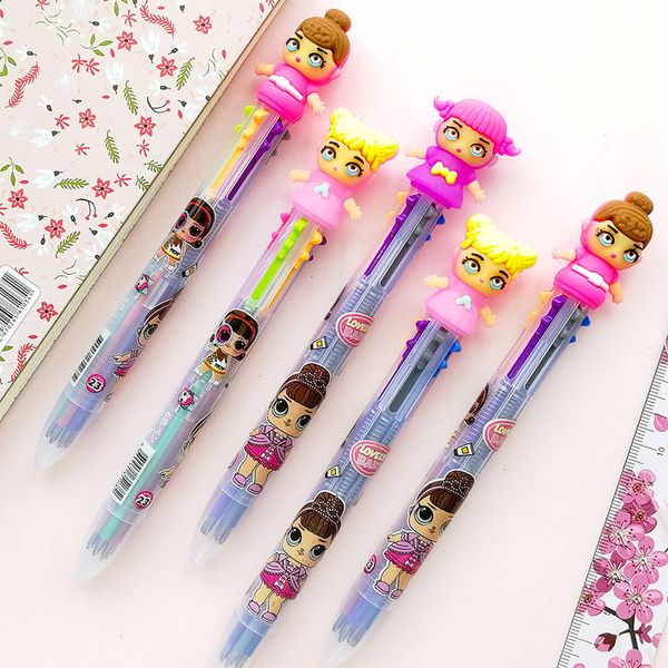 

3шт/комплект милый мода kawaii 6 цветов кукла шариковая ручка мультфильм шариковая ручка подарок для детей девушки школьные принадлежности к, Blue;orange