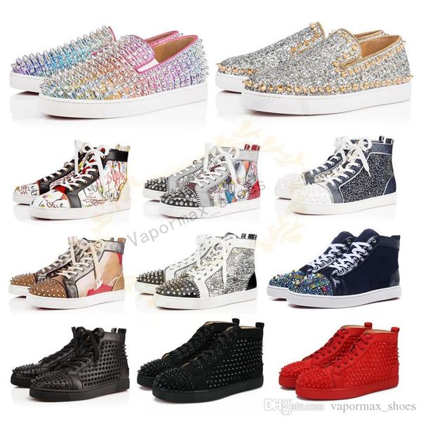 

2019 de igner hoe tudded pike flat hoe red bottom hoe luxury men women party lover genuine leather neaker ize 36 46, Black