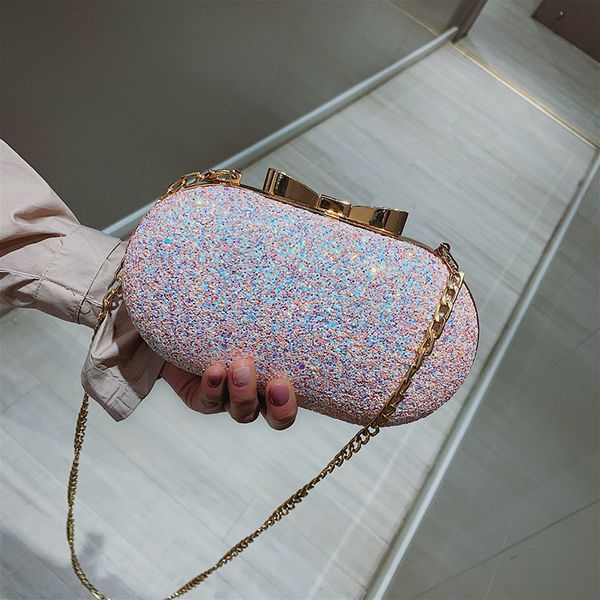 

2020 dinner party bag cheongsam evening dress bag banquet celebrity hand bright piece one shoulder slant straddle