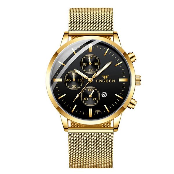 

fngeen men's casual quartz watch ultra-thin mesh waterproof luminous men's casual sports clock business men watch, Slivery;brown