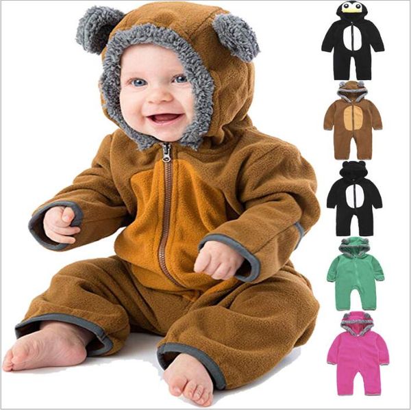 

kids clothes baby cartoon rompers toddler animal fleece jumpsuits girls hooded long sleeve onesies infant fashion designer clothes b4211, Blue