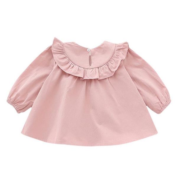 

baby girls autumn ruffle shirt long sleeve infant girls blouse lotus collar kids girl outwear pink white yellow for 9-48m