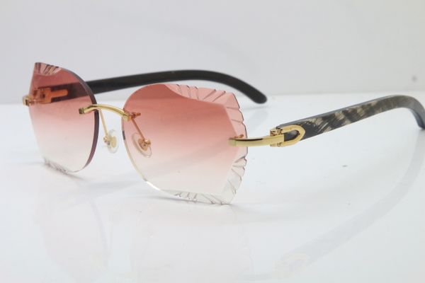 

original black flower buffalo horn glasses 8200762 rimless optical brand design 2020 half frame sunglasses, White;black