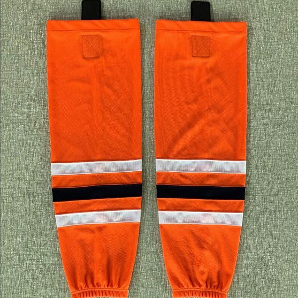 Nuovi calzini da allenamento per allenamento sul ghiaccio 100% poliestere Attrezzatura da hockey Bambini Gioventù Uomo Arancione Blu Bianco