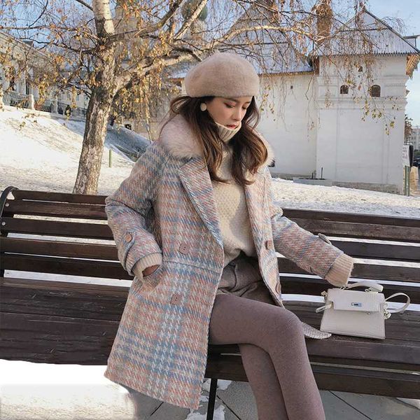 

2019 women coat outerwear winter clothing fashion warm woolen blends female elegant double breasted woolen coat, Black