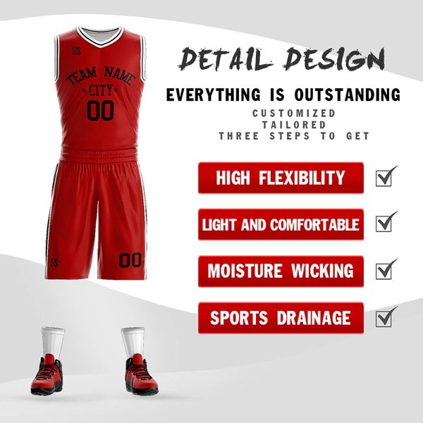

2019-2020 men team basketball jersey set sport shirt & shorts uniform custom logo number name training suit jersey polyester fabric, Black