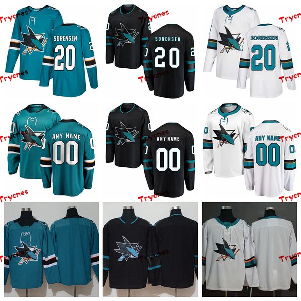 

2019 marcus sorensen san jose sharks stitched jerseys mens customize alternate black home shirts 20 marcus sorensen hockey jerseys s-xxxl, Black;red