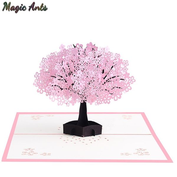 

cherry tree 3d up card with envelope sticker flower laser cut invitation wedding greeting cards valentines day bridal shower