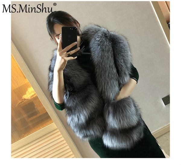 

ms.minshu fur scarf luxury big skin scarf natural fur stole genuine shawl pocket fashion evening dress, Blue;gray