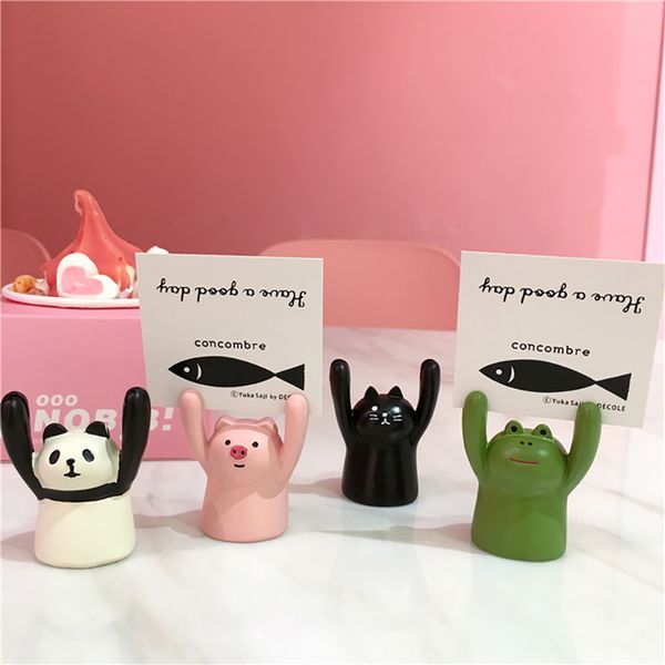

cute piggy frog panda black cat ceramic card holder namecard display clip holder p office school home desk decoration