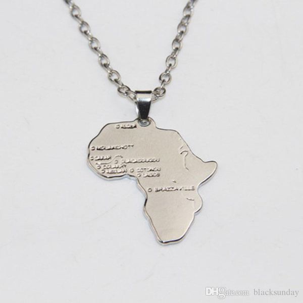 

fashion hip hop personality necklace african map necklace long chain men alloy pendants necklaces jewelry gift, Silver