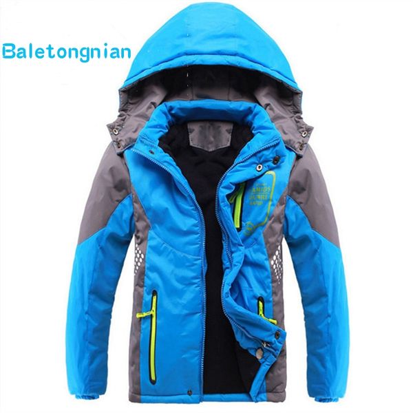 

children outerwear warm coat sporty kids clothes parkas waterproof windproof thicken boys girls autumn winter hiking jackets j14, Blue;black