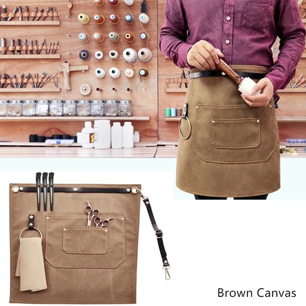 

canvas denim waist apron leather strap barista bartender bakery bbq chef catering uniform florist painter gardener work wear d23