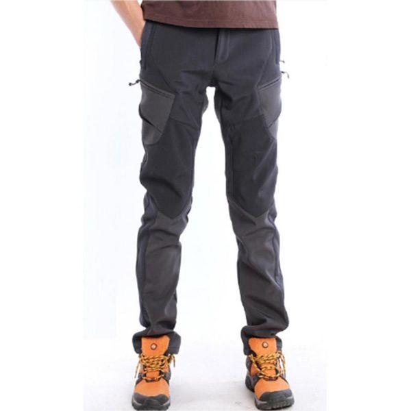 

2019 new outdoor activities men winter fishing windproof camping fleece outdoor hiking climbing pants, Black;green