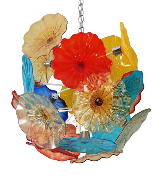 

hand blown murano chandeliers lamps pendant light led glass art flower chandelier for living dining room staircase