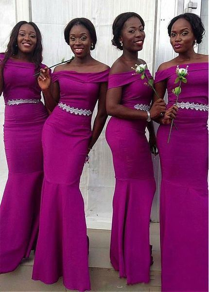 

2019 bateau short sleeves slim mermaid long bridesmaids dresses floor length customized vestidos de honor of maid simple cheap, White;pink