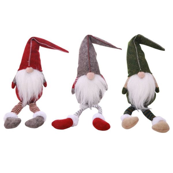 

christmas faceless beard long legs santa claus sitting doll with stripes hat home party xmas decoration ornament kids toy m2ef