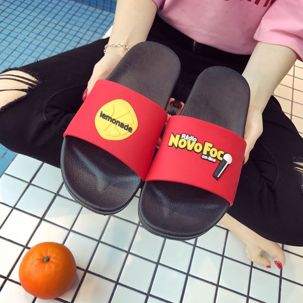 

women summer home slippers 2019 fashion cartoon style female indoor slides lovers bathroom slipper slip on flat shoes sh021903w, Black