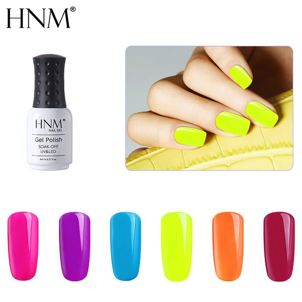 

hnm fluorescence color gel nail polish uv nail polishs art manicure 8ml soak off lacquer varnish need base coat primer, Red;pink