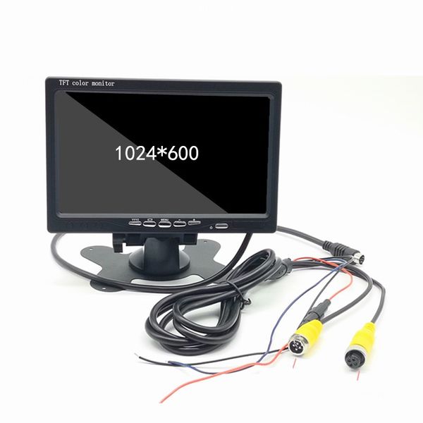 

7 inch hd lcd small portable monitor 1024*600 2 av input 7" 800*480 display for car reverse rearview camera