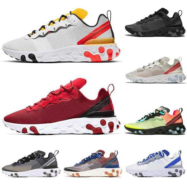 

2020 react element 55 87 running shoes men women tour yellow triple black white sail olive solar red mens trainers sports sneakers, White;red