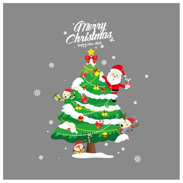

diy christmas tree bell wall stickers home shop window glass decals holiday store festival decoration 60x90cm