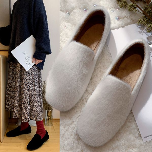 

winter shoes women round toe women's moccasins modis slip-on casual female sneakers loafers fur flats 2019 slip on new dress, Black