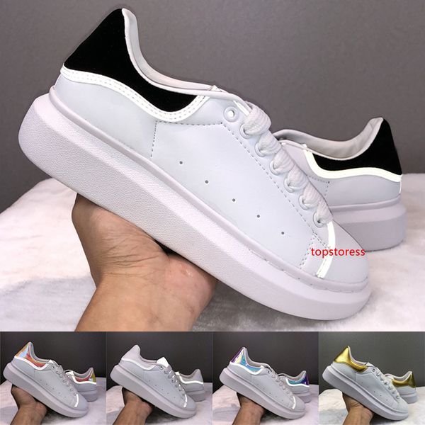 

2019 exciting men women designer shoes black white reflective leather sneakers girls fashion luxury party casual velvet chaussures