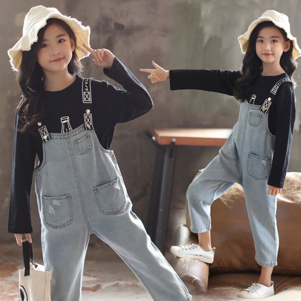 

Girls spring autumn Clothes Set 2019 Kids Clothing New Girl Clothes Casual Costume For Children 6 8 12 Year Teen T-Shirt, Black