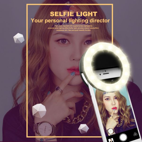 

rechargeable selfie ring light clip led selfie flash light adjustable lamp selife fill-light for smart phones