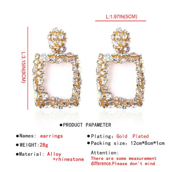 

wholesale-diamond dangle earrings exaggerated geometry women girl chandelier earrings alloy+s925 silver needle colorful jewelry accessories