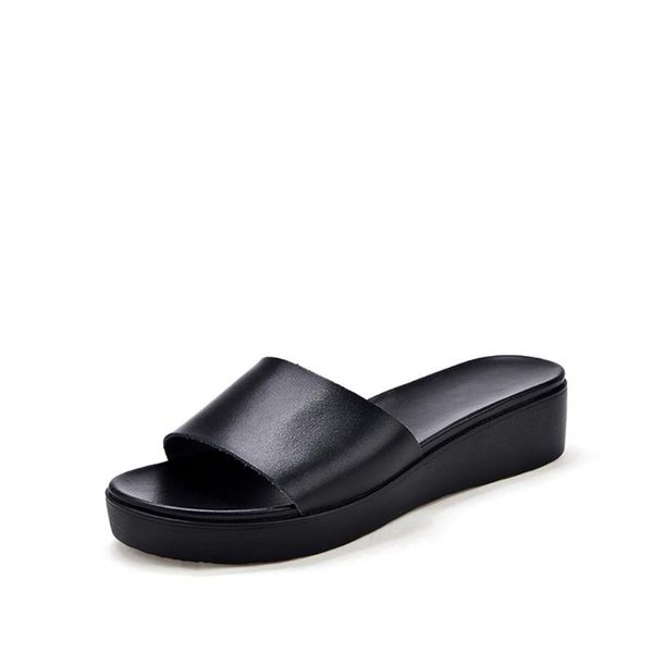 

fashion summer beach flip-flops slip large size ladies platform outdoor simple word drag non-slip bathroom slippers, Black