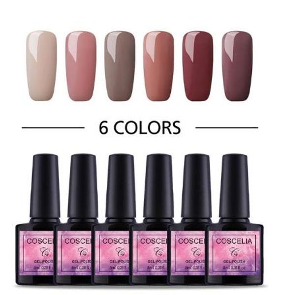 

6 pcs/set nail art gel 8ml pure nail color uv led gel nail polish long-lasting manicure set soak off varnish gel polish, Red;pink