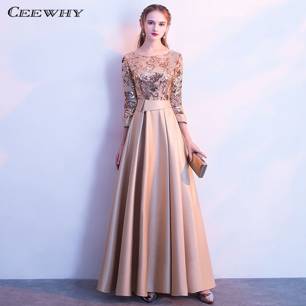 

ceewhy a-line satin arabic muslim evening dress plus size sequin evening gown half sleeve dresses long robe longue, White;black
