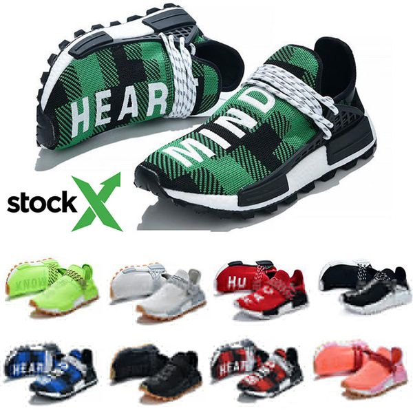 

with stock x nmd human race blue plaid nerd nobel ink running pharrell williams hu men women trainers casual sport sneakers outdoor shoes