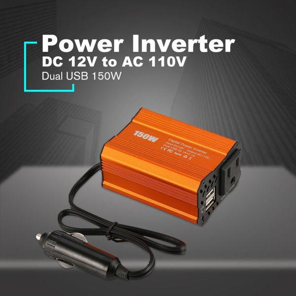 

dual usb 150w wadc 12v to ac 110v dc to ac portable car power inverter charger converter adapter modified sine wave