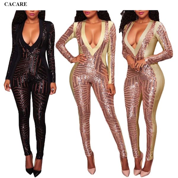 

сексуальные блестки комбинезон женщины комбинезон женщины лето комбинезон bodycon боди shinny f2905 с длинным рукавом глубокий v шеи, Black;white