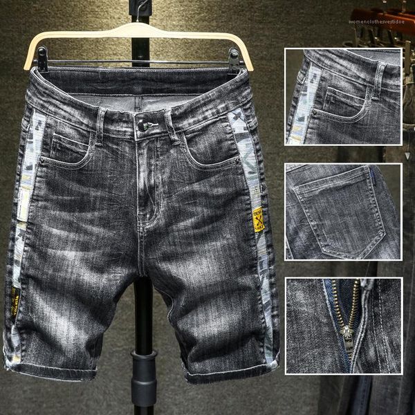 

length street jeans pants straight mid waist zipper fly pants fashion patchwork pocket jeans mens designer knee, Blue