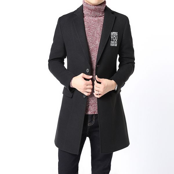 

Spring Winter Mens Trench Coat Cashmere Overcoat Slim Fit Casual Fashion Leisure Jackets Male High-grade Woolen Blends Outerwear