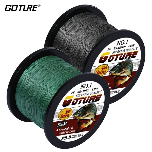 

goture brand braided fishing line 500m/547yards multifilament pe 4 strands fishing cord 12lb-80lb strong japan technology