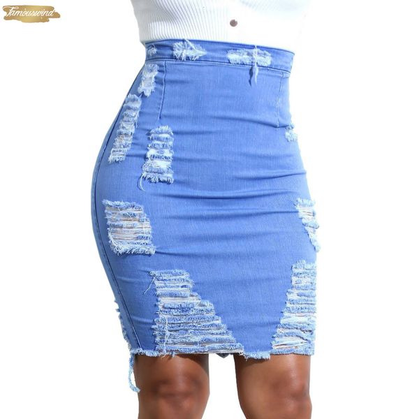 

skirt 2019 new fashion womens high waist denim distressed bodycon pencil mini jean ripped 29 good quality drop shipping, Black