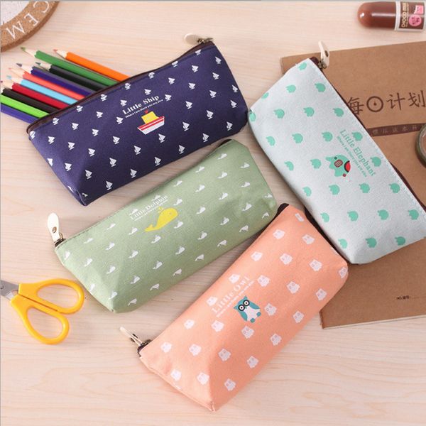 

creative kawaii canvas pencil cases flower pen case students pen bag school stationery supplies 050023