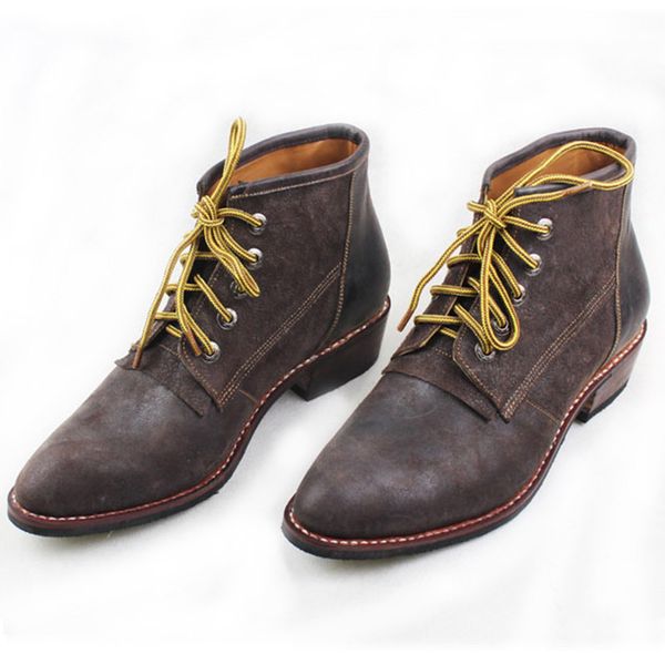 

rock handmade boots men ankle cowhide genuine leather work boots lace-up combat botas men's dress leather, big 45, Black