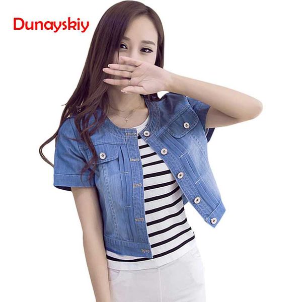 

новая коллекция весна-лето 2019 винтаж укороченная джинсовая куртка с коротким рукавом кардиган пальто джинсовая куртка женские карманы плюс, Black;brown