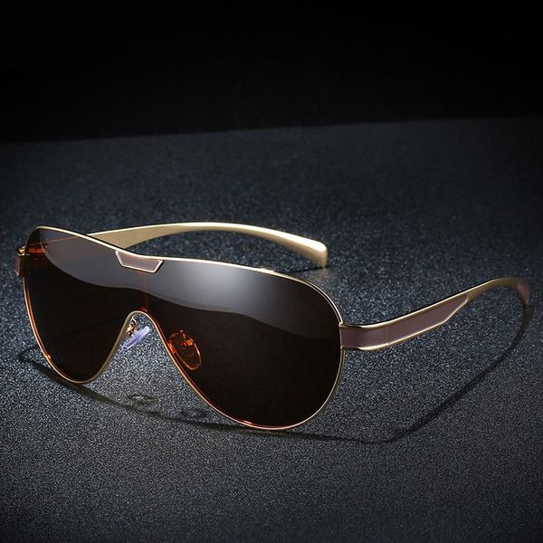 

2018 new one pice clout goggles sunglasses men polarized brown glasses male classic pilot sunglass polarized uv400 mirror oculos, White;black