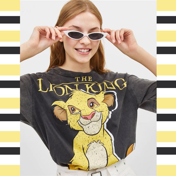 

2019 summer black women tshirts lion king cartoon print casual o-neck cotton t shirt women camisa short sleeve t-shirts female, White