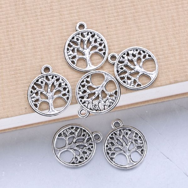 

100pcs 15x15mm antique silver life tree trendy charms necklace pendant jewelry accessory making man women retro style jewelry