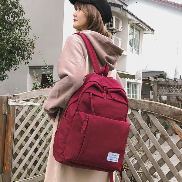 

dcimor classic waterproof nylon women backpack large capacity multiple zip pocket backpacks travel bag teenage girls schoolbag cj191205